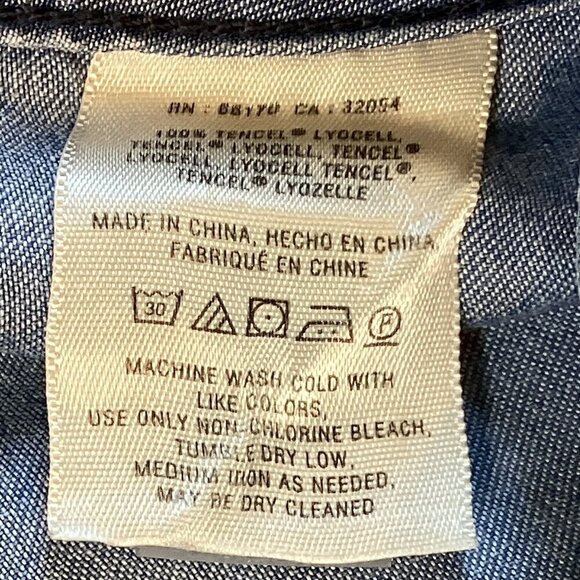 Anthropologie Holding Horses Ikat Blue Chambray Shirt Sz 8(XS) #304C - Picture 10 of 10